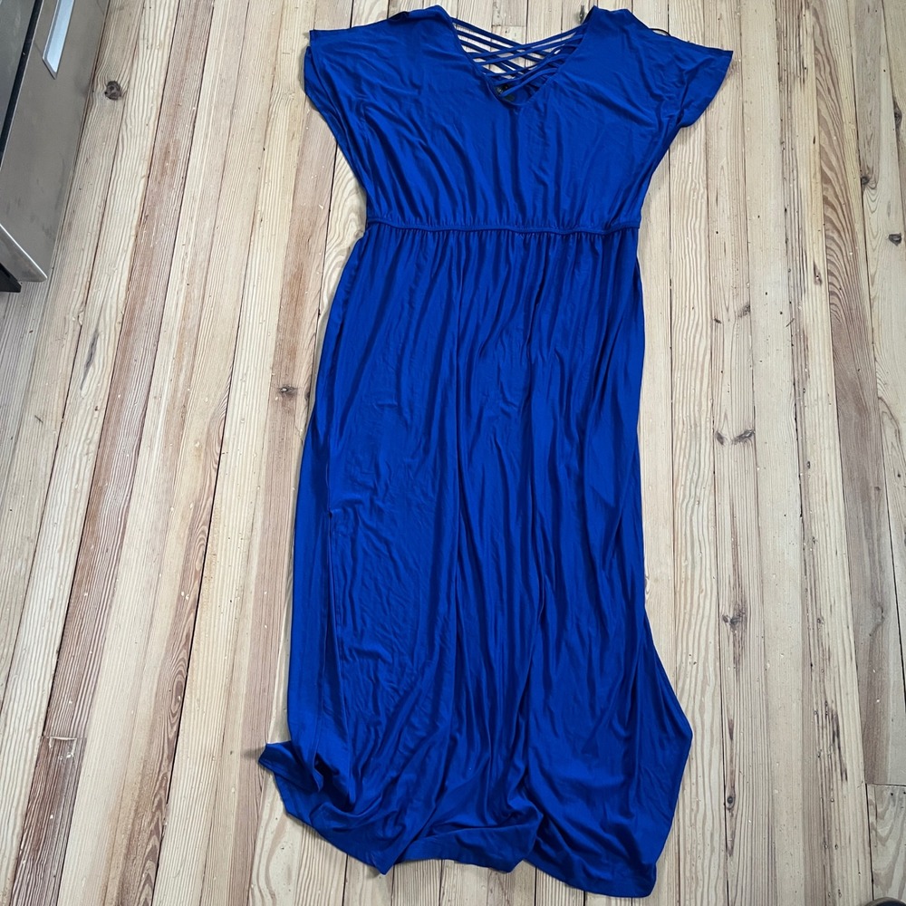 Apt. 9 Royal Blue Maxi Dress XL NWOT Cage Back Flutter Sleeve